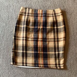 Plaid Tan and Black Women's Skirt